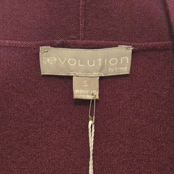 Evolution by Cyrus Open Front Ribbed Knit Detail Cardigan Size Small Ancho Chili - Picture 2 of 11